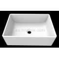 Lavabo cuadrado de resina pura blanca mate para baño